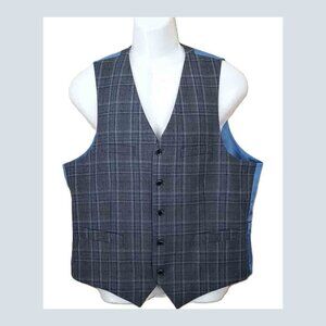 NEW Holland Esquire Suit Vest Waistcoat Gray Blue Wool Glen Plaid Men's Size 44